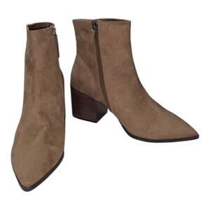 Linea Paolo Women's Sadie Suede Pointed Block Heeled Booties‎ Tan Size 10 M New